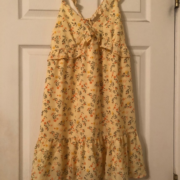 New Altar’d State Yellow Floral Design Dress w/ Ruffled Straps - Picture 2 of 4